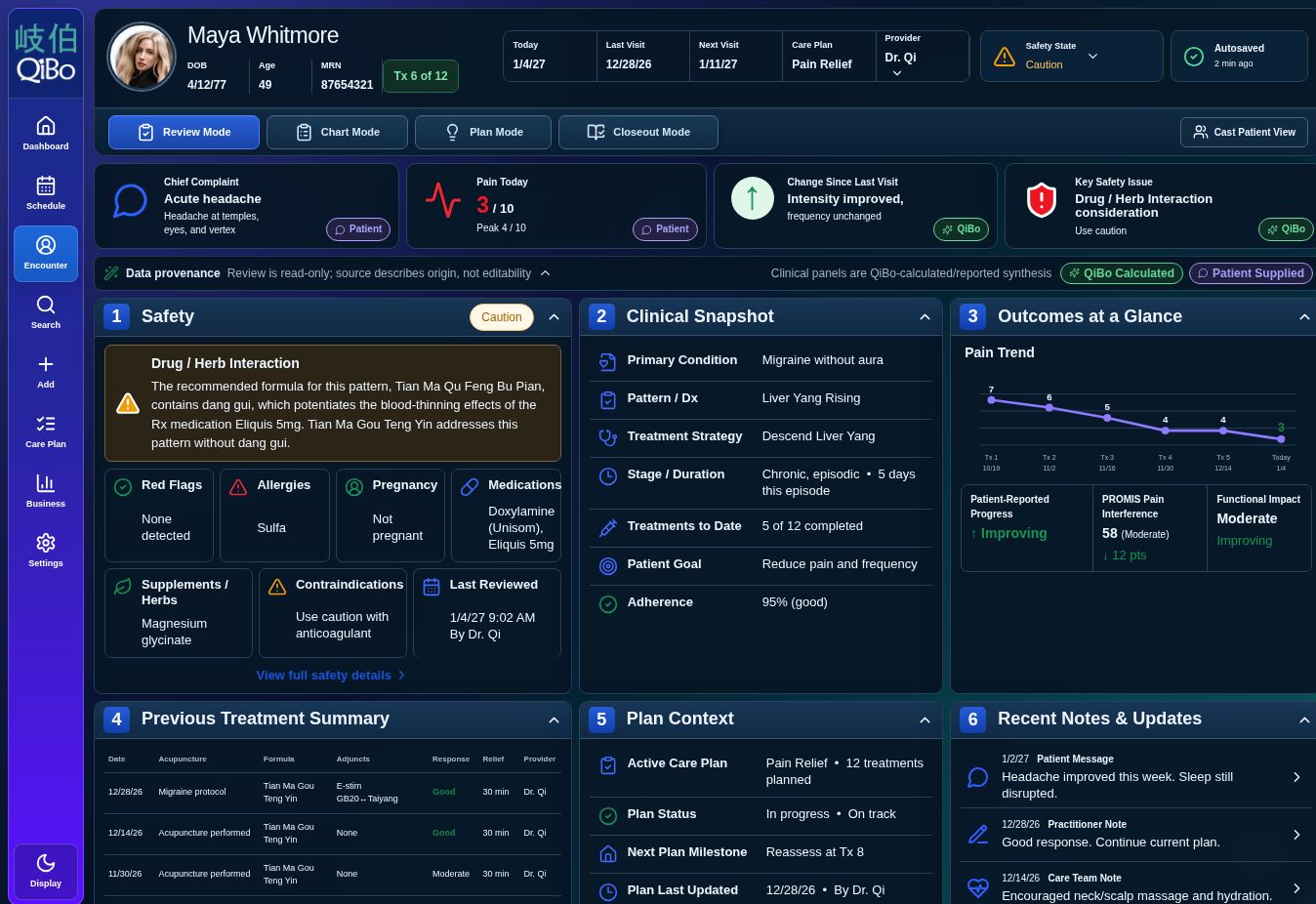 QiBo Review Mode interface